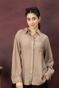 Ember Classic - Cotton Silk Shirt with Dabka Hand Embroidery