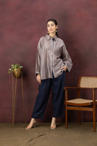 Undertone — Smoky Mauve Shirt with Indigo Contrast Placket