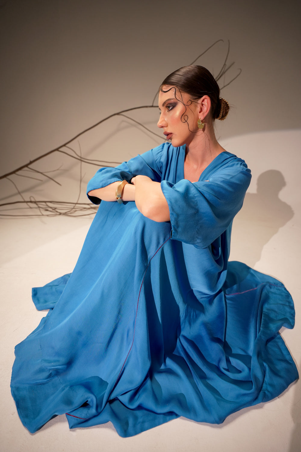 Electric Blue Rose Silk Dress