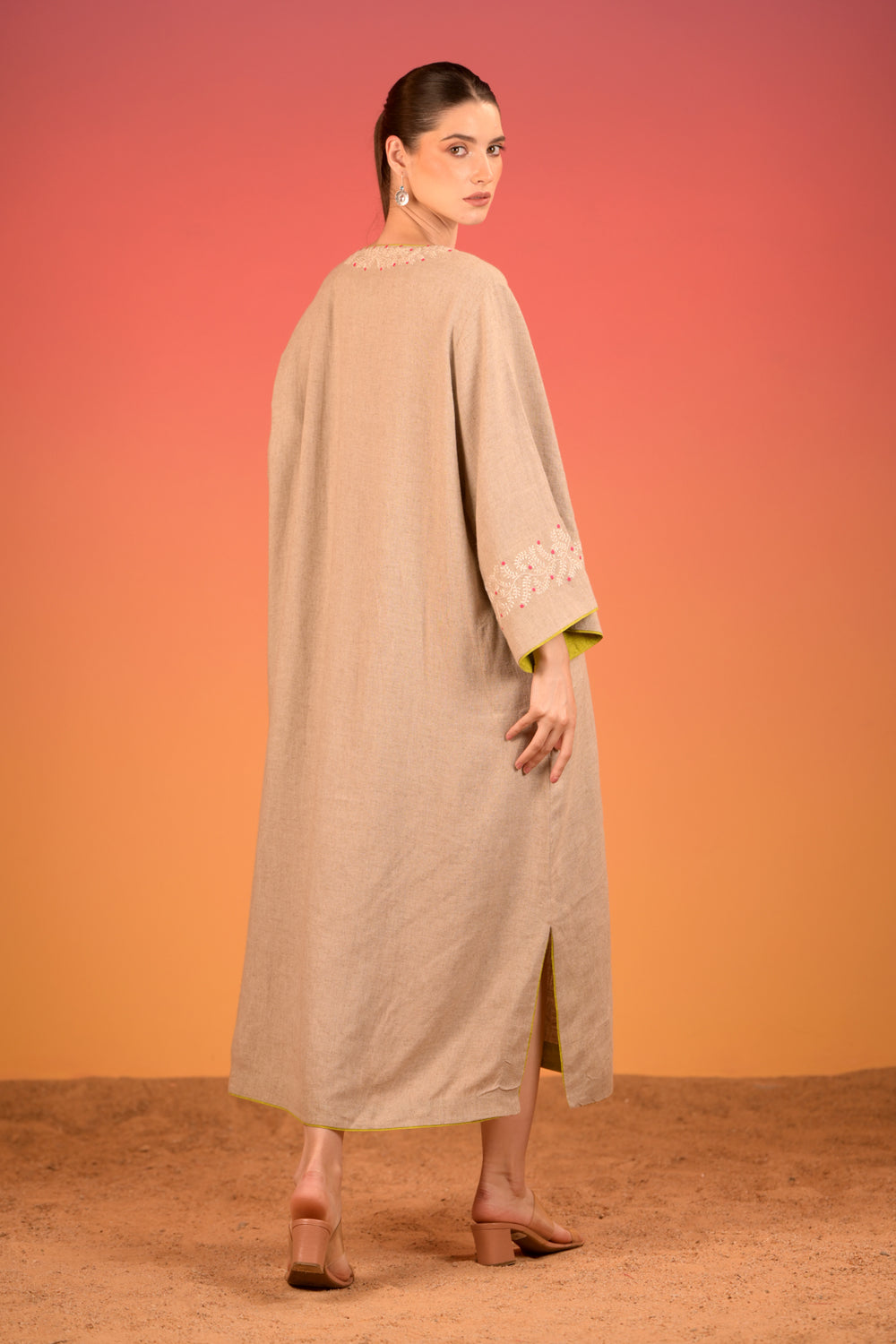 Elegant Linen Cotton Dress with touch of artisanal elegance