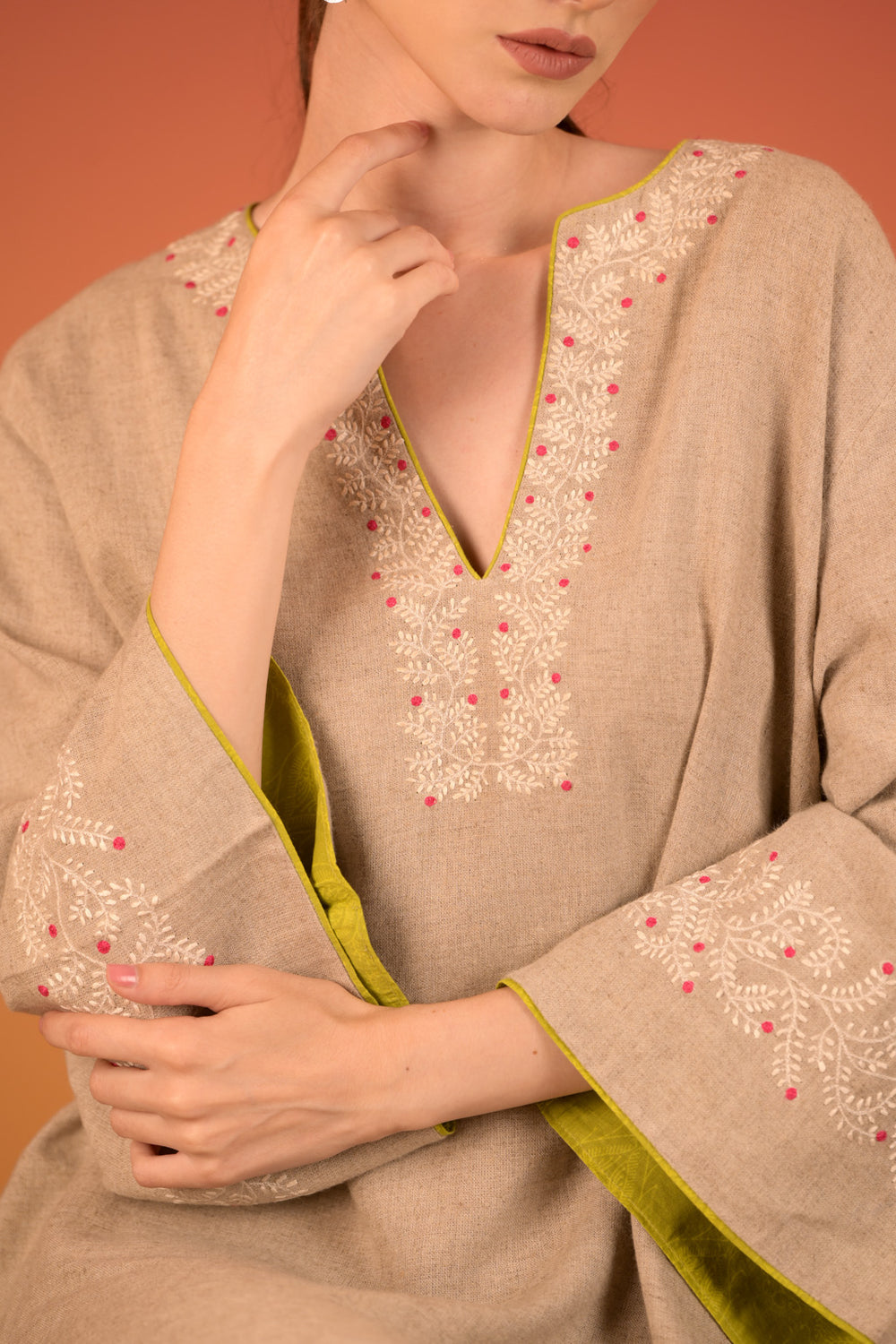 Elegant Linen Cotton Dress with touch of artisanal elegance