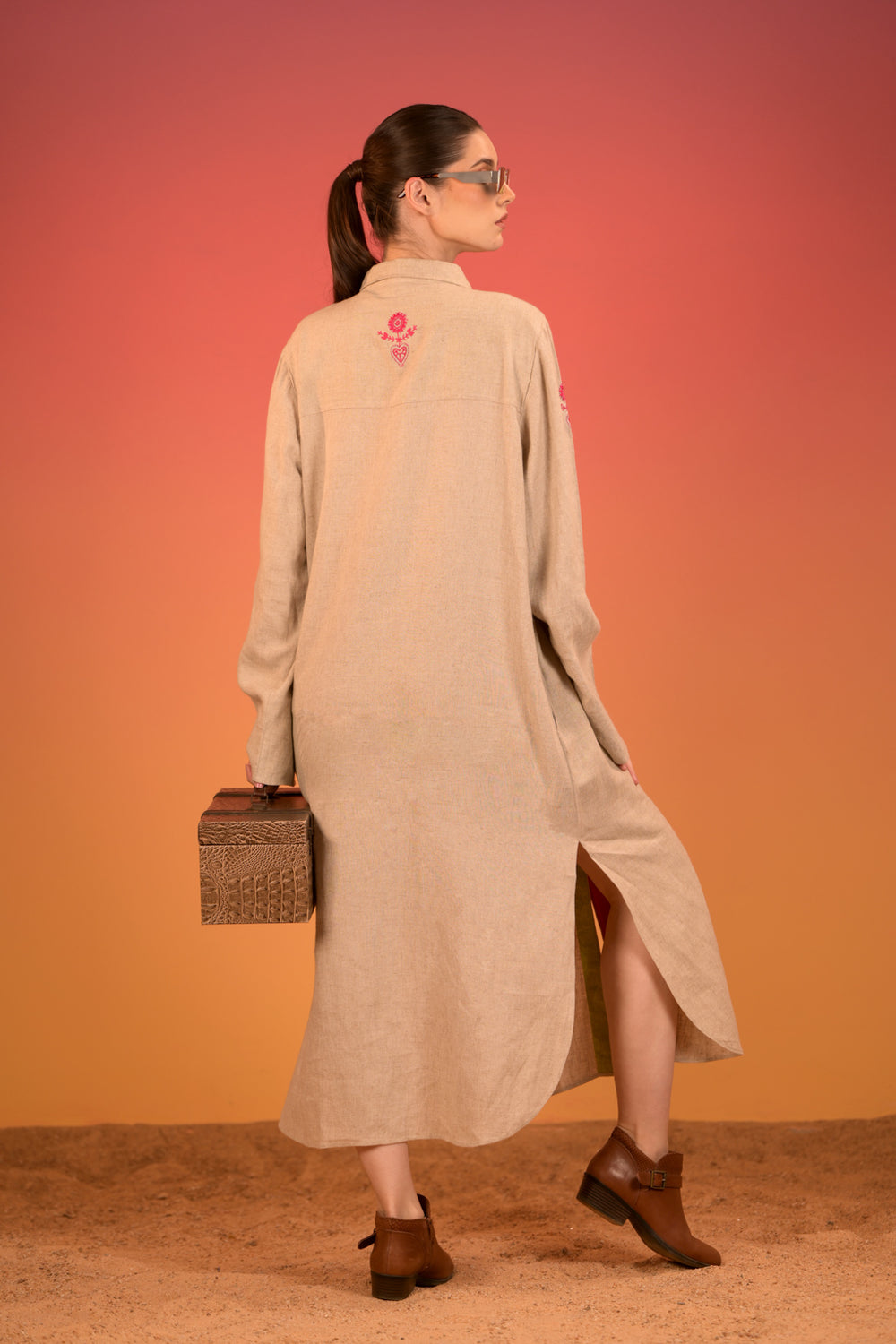 Stunning Collared Front Open Straight Dress