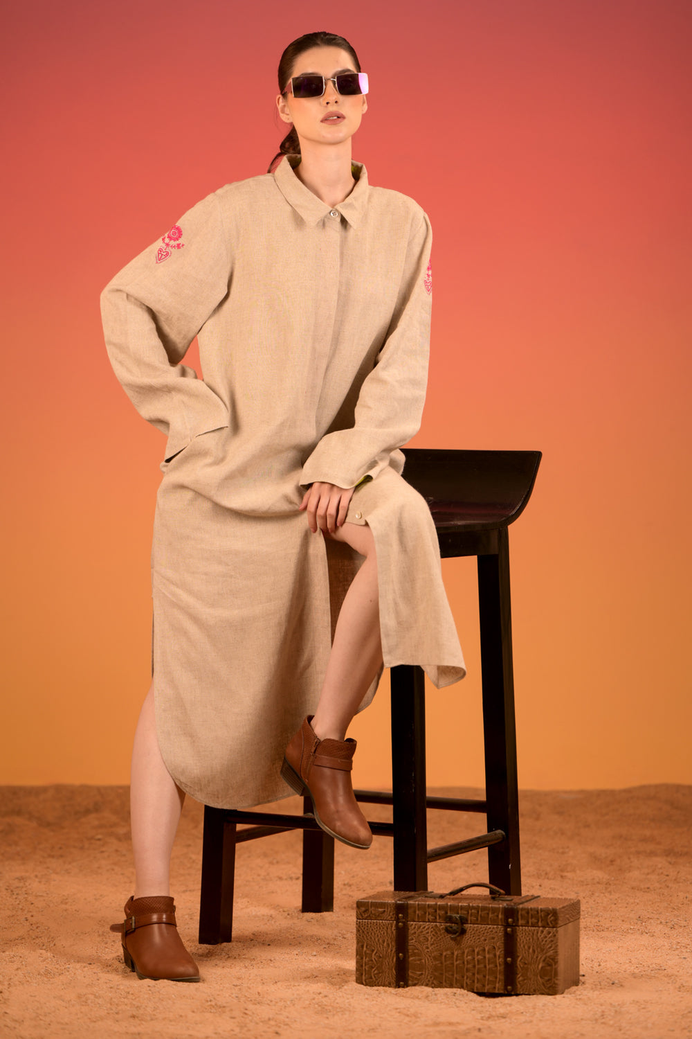 Stunning Collared Front Open Straight Dress