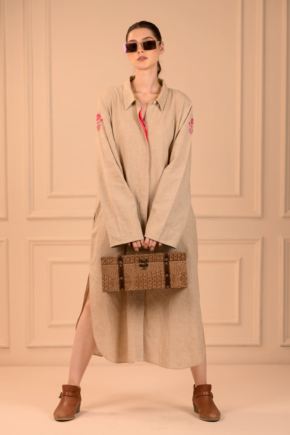 Stunning Collared Front Open Straight Dress