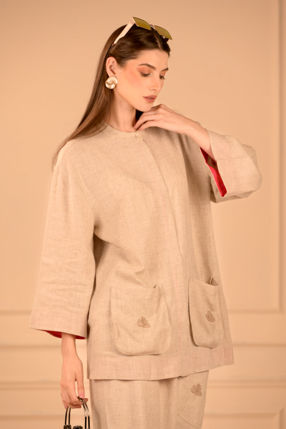 Loose Fit Linen Cotton Shirt with Embroidered Pocket