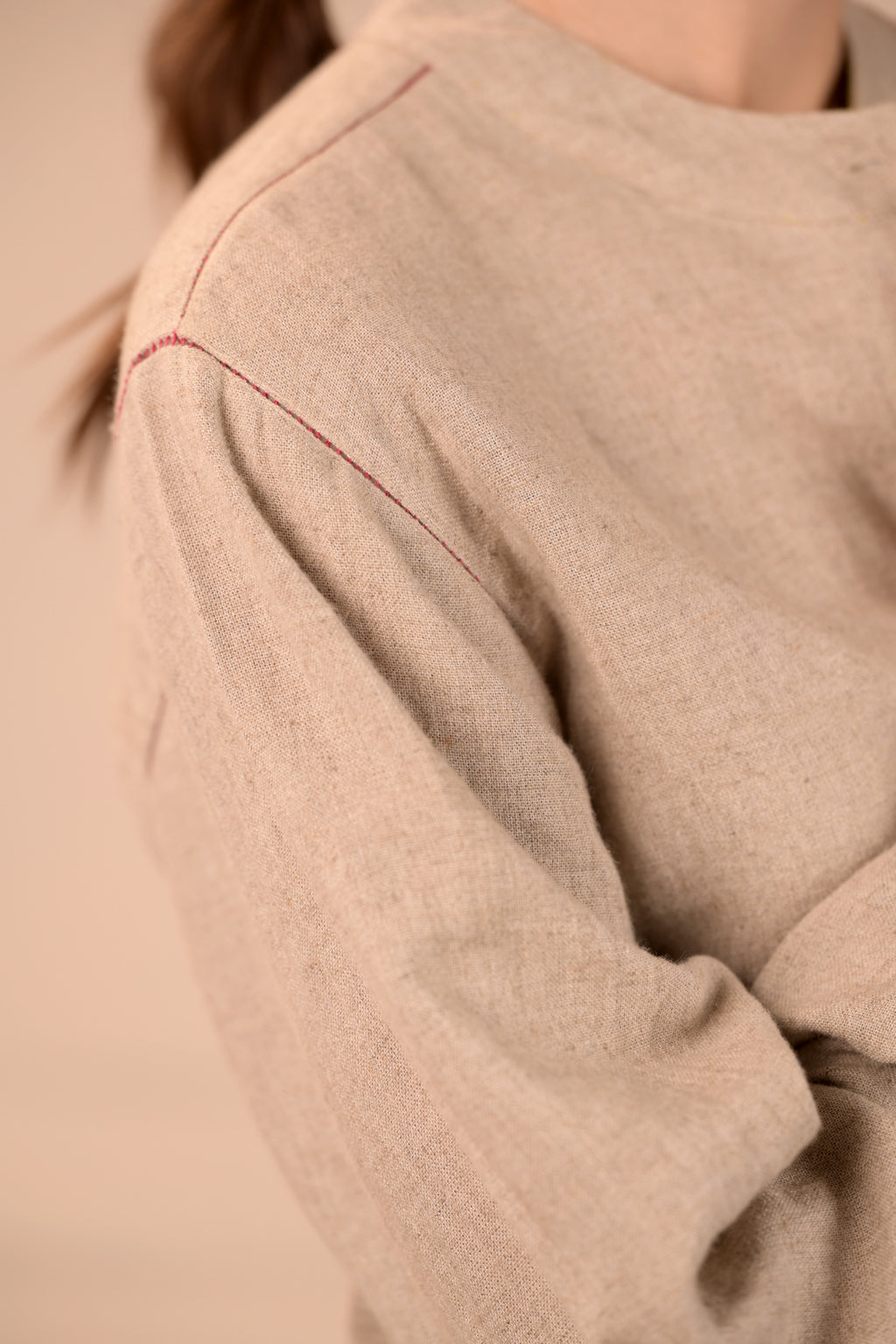 Stylish Mandarin Collar Shirt with Jali Stitch Work