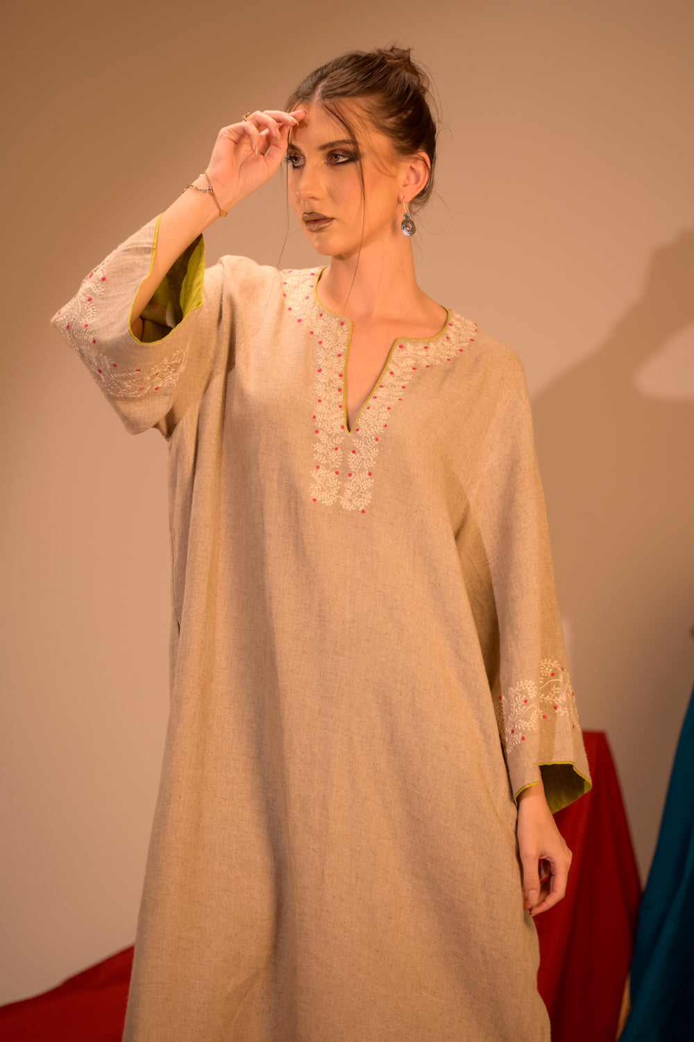 Elegant Linen Cotton Dress with touch of artisanal elegance