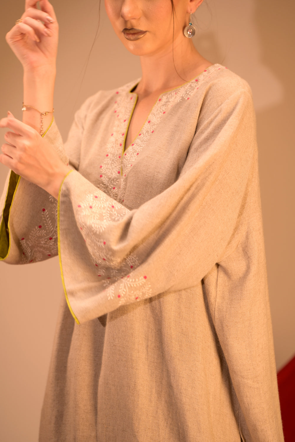 Elegant Linen Cotton Dress with touch of artisanal elegance