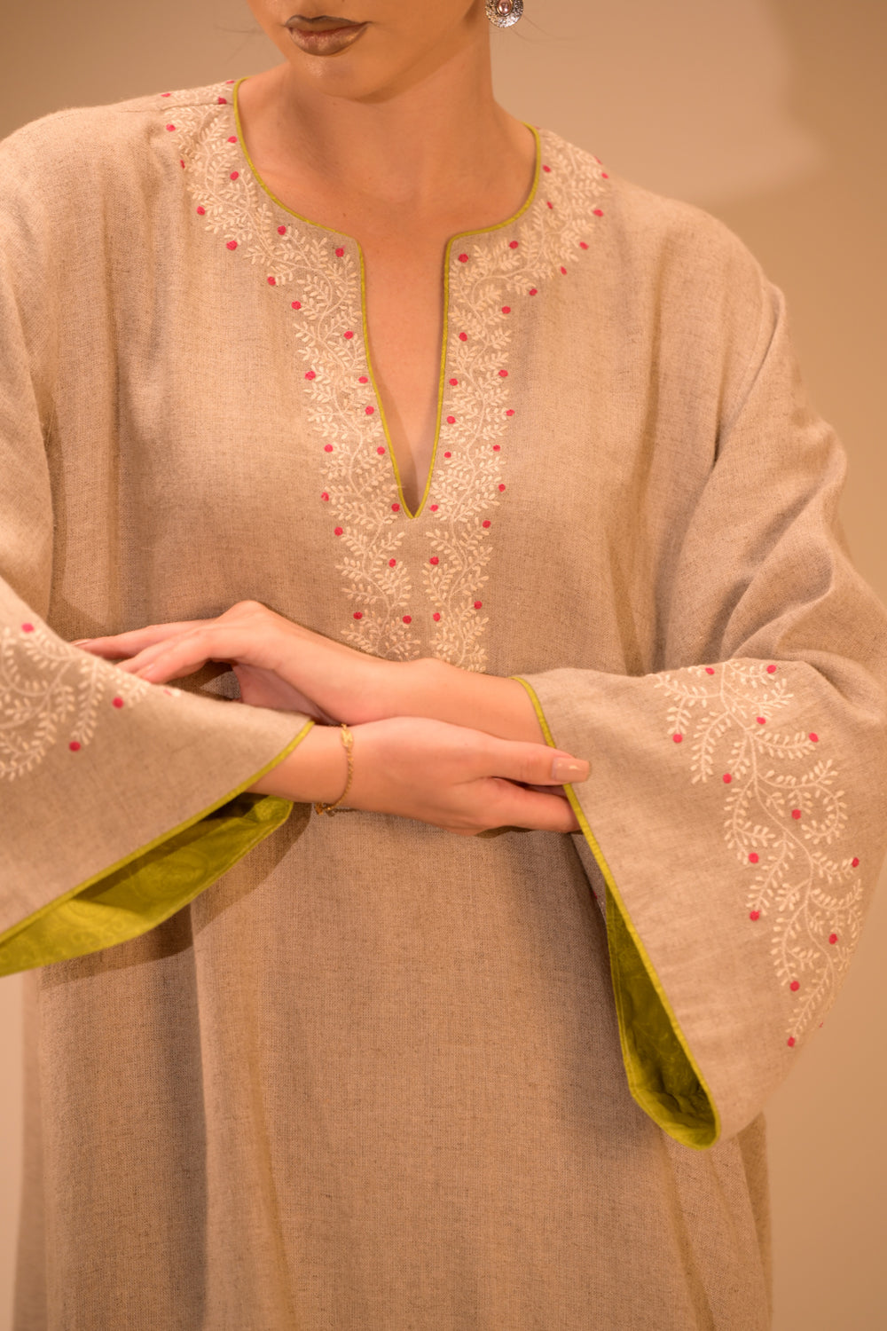 Elegant Linen Cotton Dress with touch of artisanal elegance