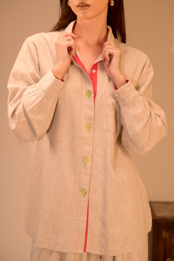 Wildflower — Hand Embroidered Boota Linen Shirt