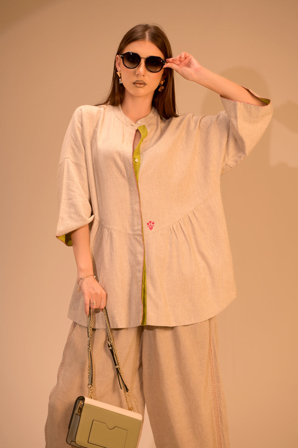 Free-Flowing Comfort Top with Embroidered Buta Design