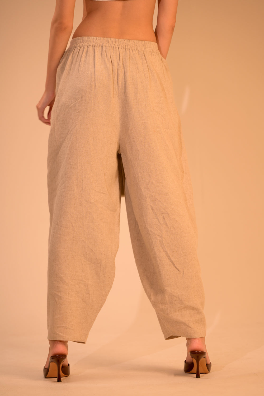 Linen Cotton Trousers with Embroidered Sides