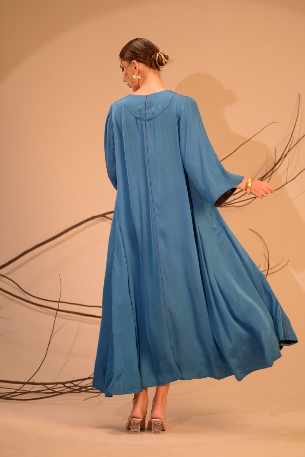 Electric Blue Rose Silk Dress