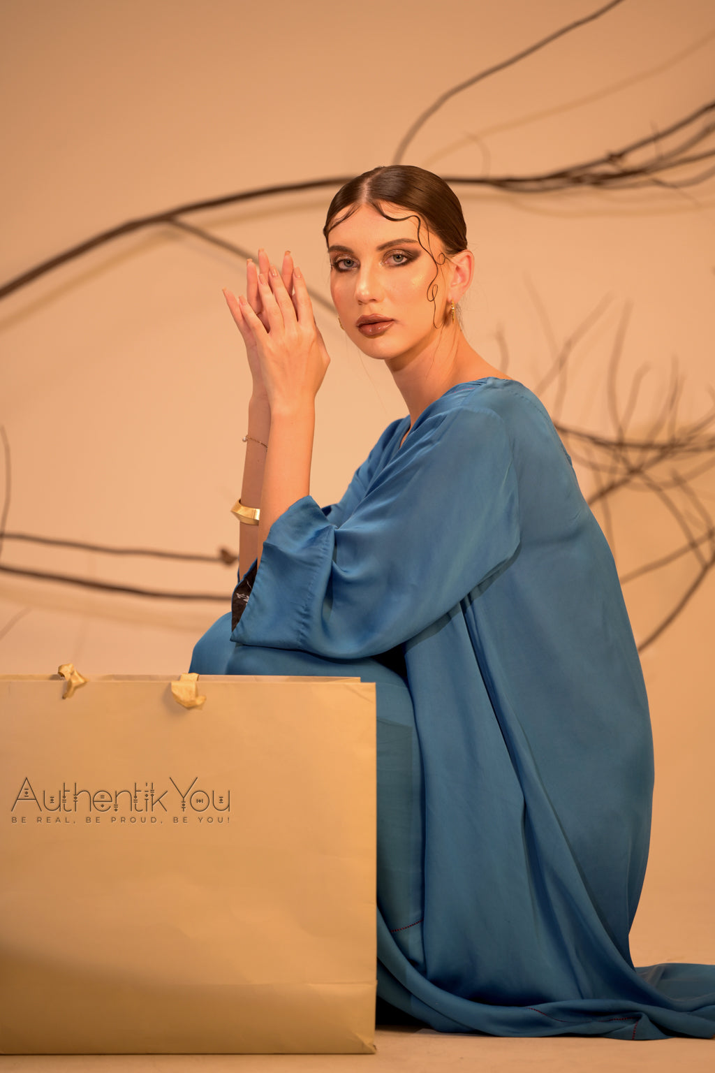 Electric Blue Rose Silk Dress