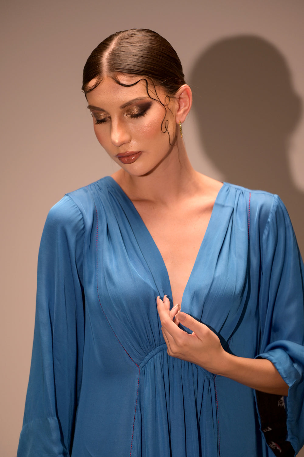 Electric Blue Rose Silk Dress