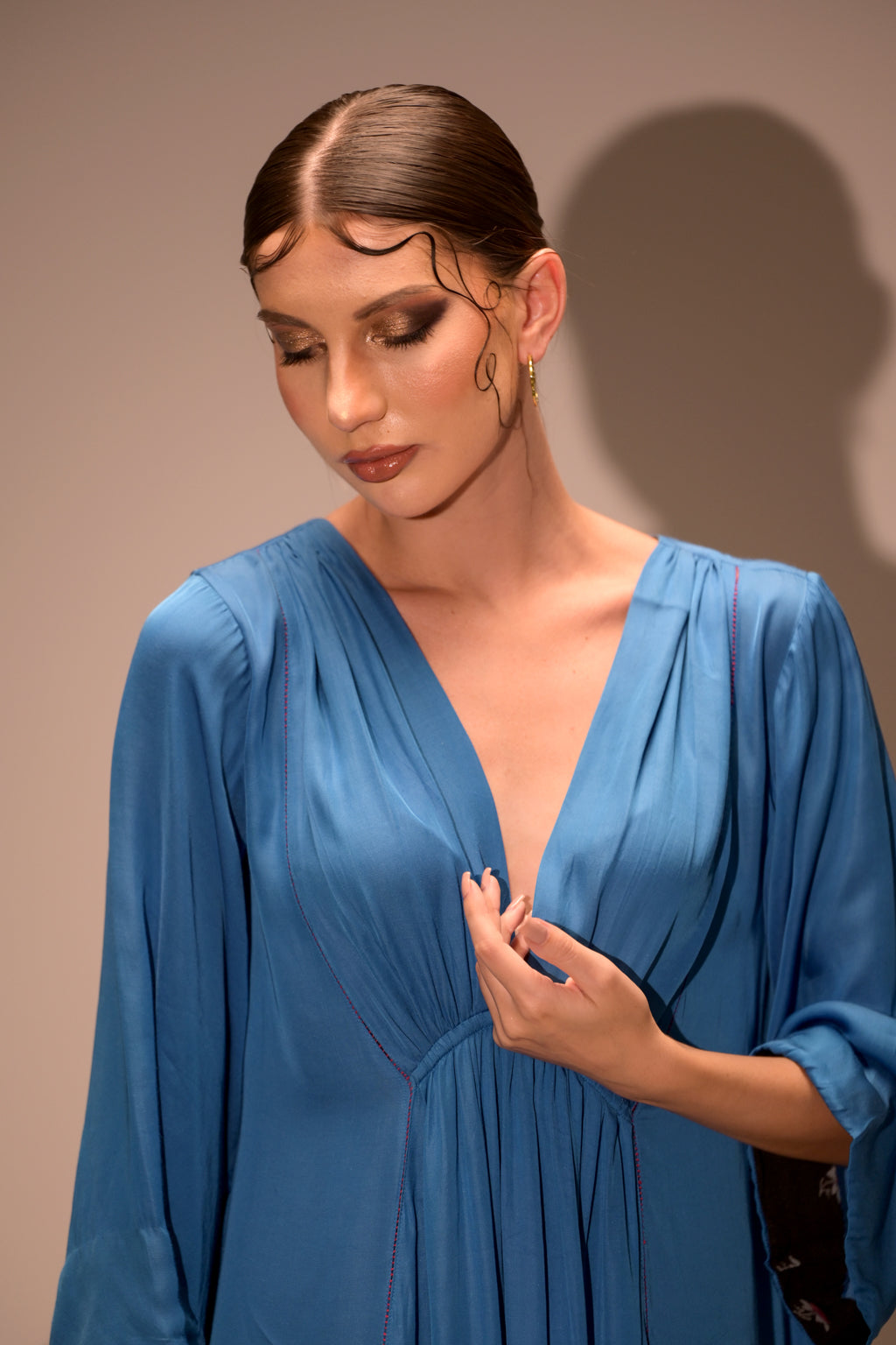 Electric Blue Rose Silk Dress