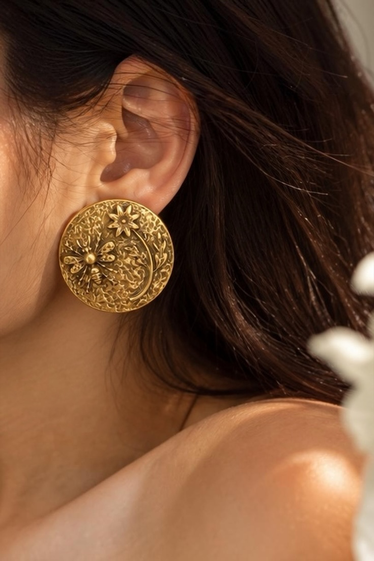 Rustic Gold Floral Earrings